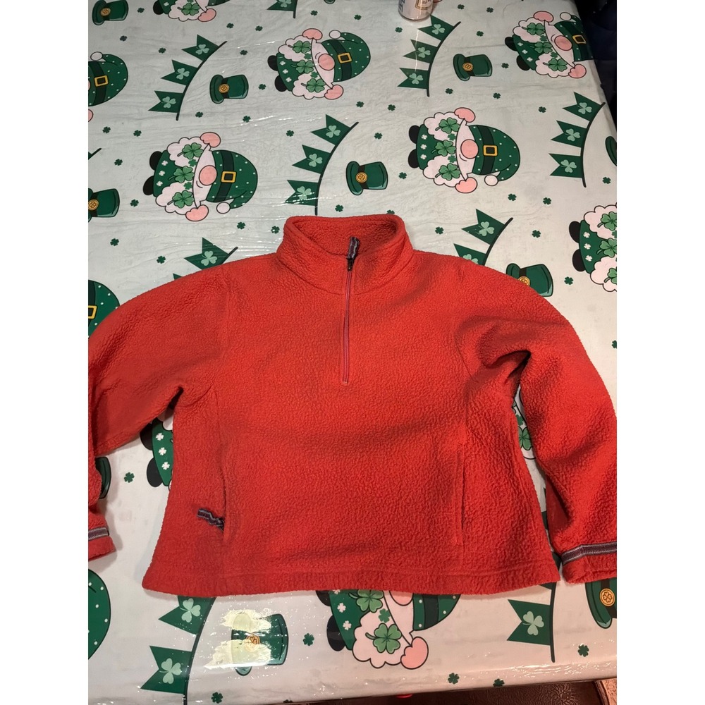 Canyon Creek Women Small Coral Orange Quarter Zip Sherpa Fleece Pullover Jacket‎